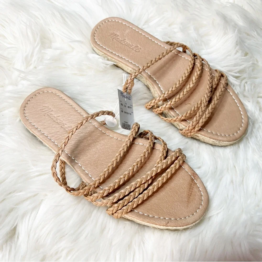 NWT Madewell The Kathryn Espadrille Slide Sandal in Leather